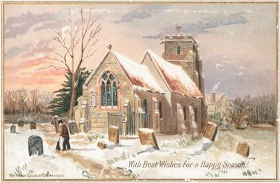 Barriendo la nieve en el cementerio de la iglesia de English School