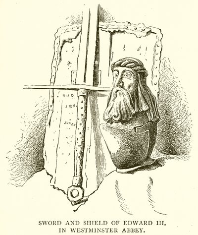 Espada y escudo de Eduardo III en la Abadía de Westminster de English School
