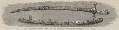 Espada presentada al Mayor General Sir John E W Inglis, KCB, por la Legislatura de Nueva Escocia de English School