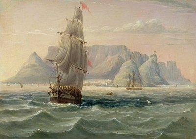 Montaña de la Mesa, Ciudad del Cabo, desde el Mar, 1820 de English School