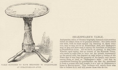 Mesa que se supone perteneció a Shakespeare en Stratford-on-Avon de English School
