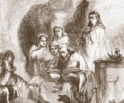 Taboritas adorando en una cueva, ilustración de La Historia del Protestantismo por James Aitken Wylie (1808-1890), pub. 1878 de English School