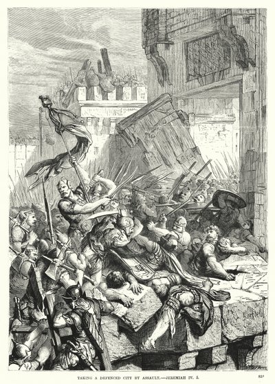 Tomando una ciudad defendida por asalto, Jeremías IV, 5 de English School