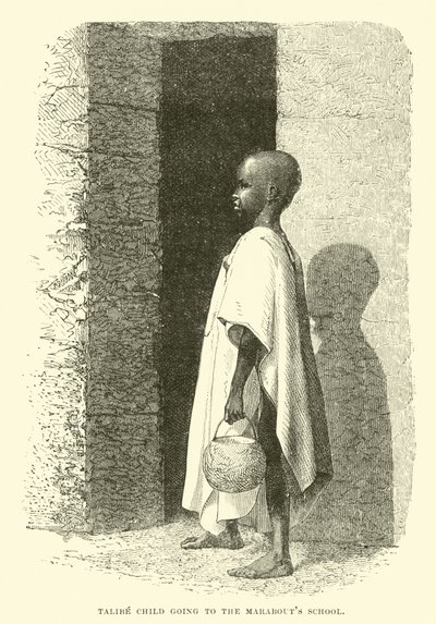 Niño Talibe yendo a la escuela de los Marabouts de English School
