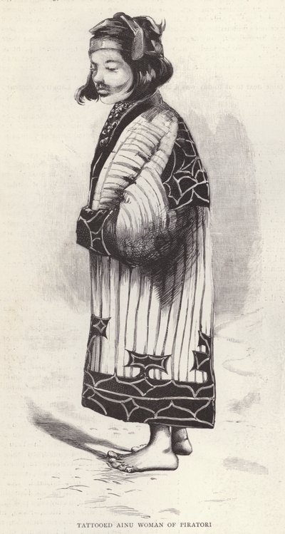 Mujer Ainu tatuada de Piratori, Japón de English School