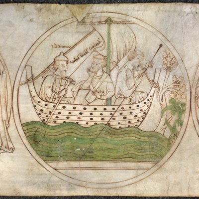 Tatwin transporta Guthlac en barco a Crowland, de 