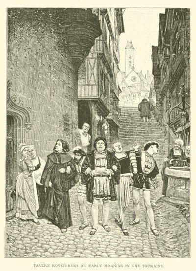 Tavern Roysterers at Early Morning in the Touraine (grabado) de English School