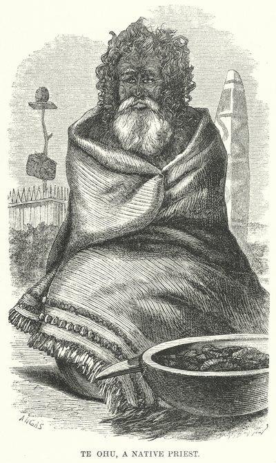 Te Ohu, un sacerdote nativo (grabado) de English School
