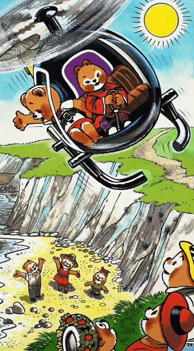 Osos de peluche en helicóptero de English School