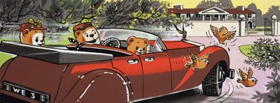 Osos de peluche conduciendo a casa de English School