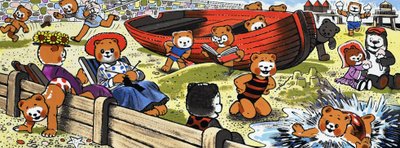 Osos de peluche en la playa de English School