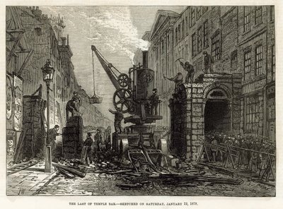 Temple Bar, Londres. Demolición, 12 de enero de 1878 de English School