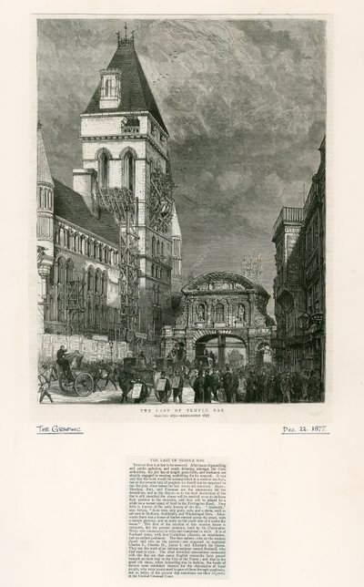 Temple Bar, Londres. Demolición, 1877 de English School