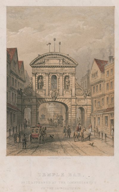 Temple Bar como apareció a comienzos del siglo XVIII de English School