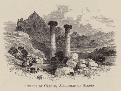 Templo de Cibeles, Acrópolis de Sardes (grabado) de English School