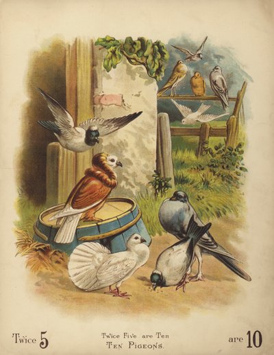 Diez palomas (cromolito) de English School