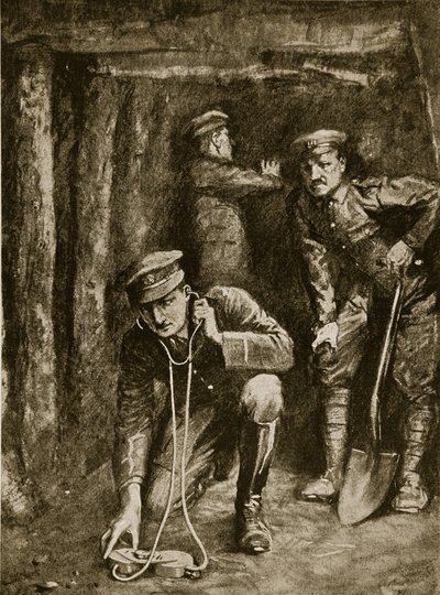 Momento tenso en las operaciones de minería de trincheras, 1914-19 de English School