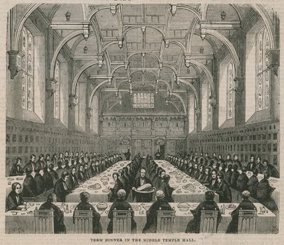Cena de término en el Middle Temple Hall de English School