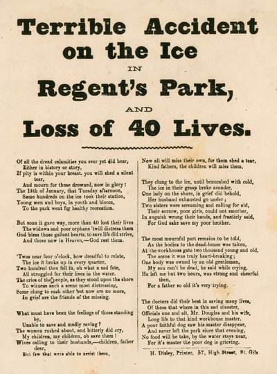 Terrible accidente en el hielo en Regents Park, Londres de English School
