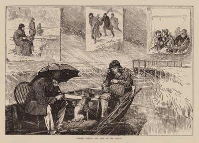 Thames Fishing, The Last of the Season (grabado) de English School