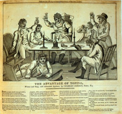 La ventaja de beber, escrito y cantado por Charles Dibdin de English School