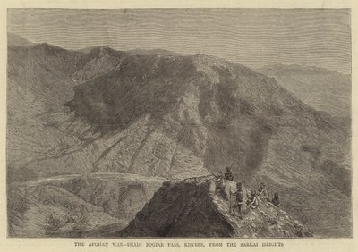 La guerra afgana, paso de Shadi Bogiar, Khyber, desde las alturas de Sarkai de English School