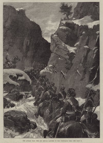 La Guerra Afgana, los 10º Lanceros de Bengala en el Paso de Jugdulluk de English School
