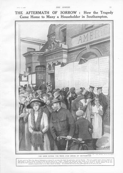 Las secuelas del dolor: cómo la tragedia llegó a muchos hogares en Southampton, de The Sphere, 27 de abril de 1912 de English School