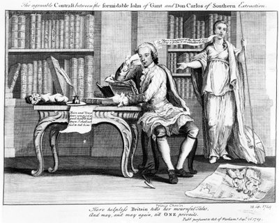El contraste agradable entre el formidable Juan de Gante y Don Carlos de extracción sureña, 1749 de English School