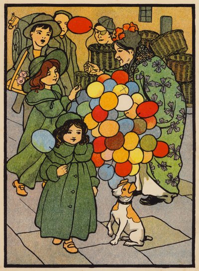 The Air-Ball Woman (litografía en color) de English School
