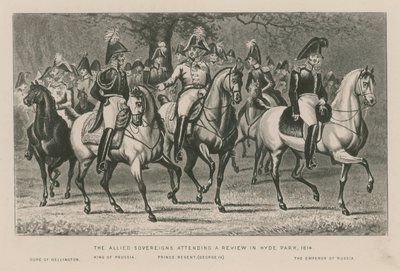 Los Soberanos Aliados asistiendo a una revisión en Hyde Park, 1814 de English School