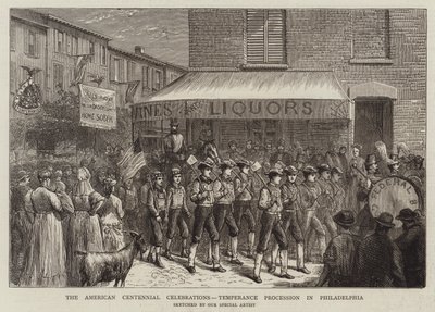 Las celebraciones del centenario americano, procesión de temperancia en Filadelfia de English School