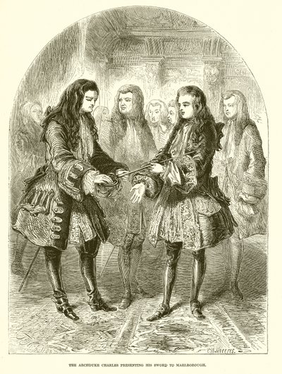 El archiduque Carlos presentando su espada a Marlborough de English School