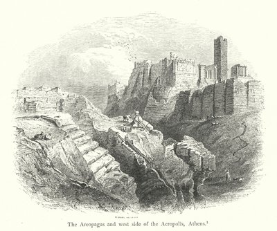 El Areópago y el lado oeste de la Acrópolis, Atenas (grabado) de English School