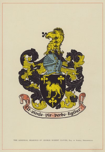 The Armorial Bearings of George Robert Clover, Esquire of Ramle, Birkenhead (litografía en color) de English School