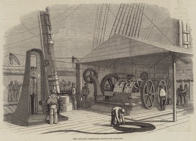 La máquina de pago del telégrafo atlántico (grabado) de English School