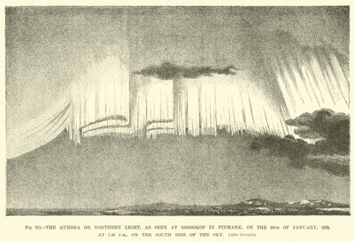 La aurora o luz del norte, vista en Bossokop en Finmark, el 19 de enero de 1839, a las 7:40 pm, en el lado sur del cielo de English School
