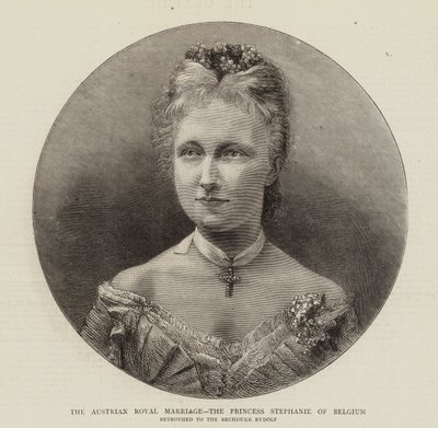 El matrimonio real austriaco, la princesa Estefanía de Bélgica (grabado) de English School