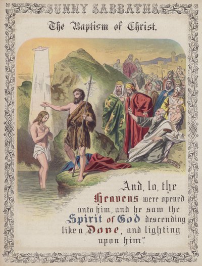 El Bautismo de Cristo (grabado en color) de English School