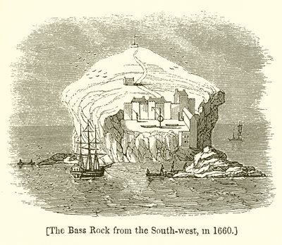 La roca Bass desde el suroeste, en 1660 de English School