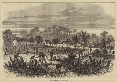 El campo de batalla de Abrakrampa (grabado) de English School