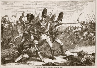La Batalla de Arass: los Granaderos en la bahía, ilustración de Cassells Illustrated History of India de James Grant, pub. 1879 de English School