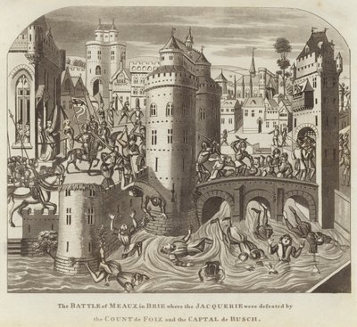 La batalla de Meaux en Brie donde la Jacquerie fue derrotada por el conde de Foix y el Captal de Buch de English School