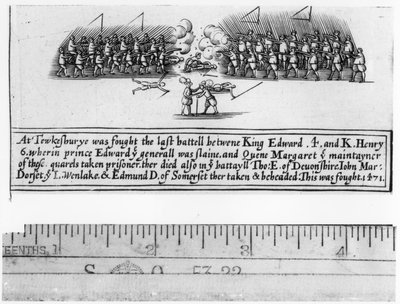 La batalla de Tewkesbury librada entre el rey Eduardo IV (1442-83) y el príncipe Eduardo (1453-71) en 1471 de English School