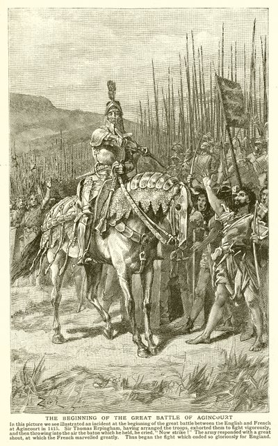 El comienzo de la gran batalla de Agincourt de English School