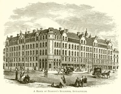 El bloque de edificios de Peabody, Spitalfields de English School