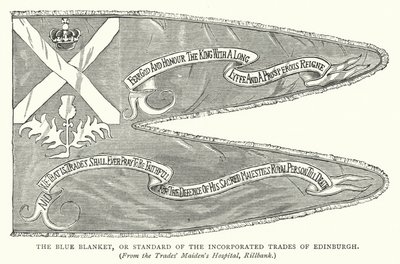 The Blue Blanket, or Standard of the Incorporated Trades of Edinburgh (grabado) de English School