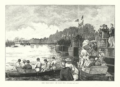 La carrera de barcos, una victoria fácil (grabado) de English School