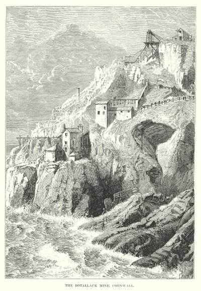 La mina Botallack, Cornualles (grabado) de English School