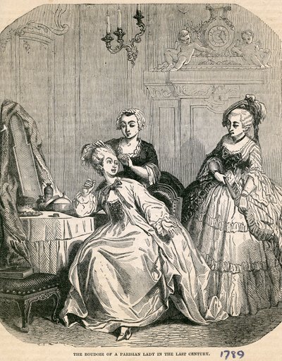 El tocador de una dama parisina en el siglo pasado, 1789 de English School